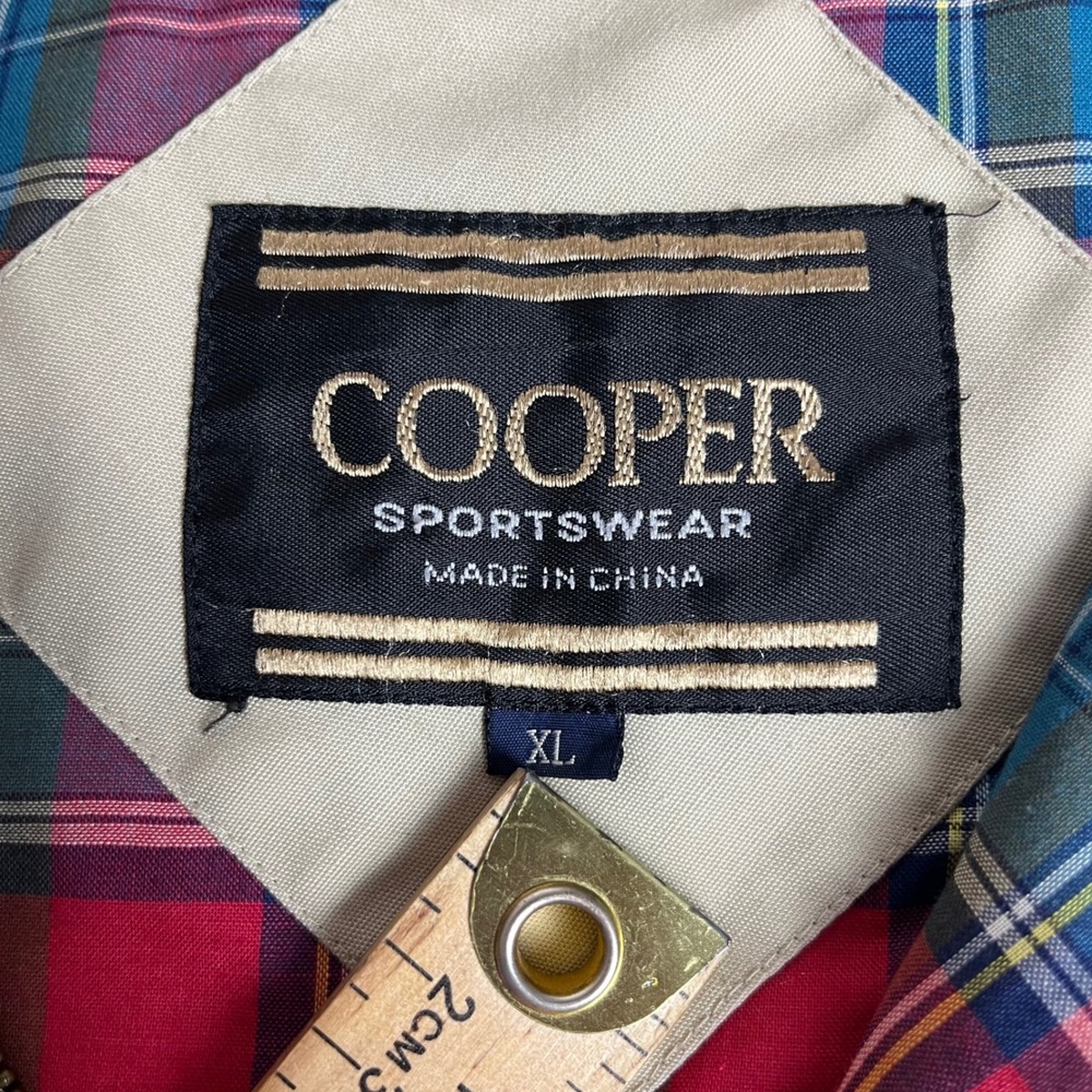 COOPER SPORTSWEAR Mens Beige Harrington Jacket Plaid Lined Size XL - Picture 4 of 13